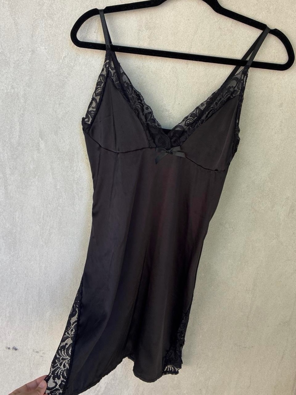 Black Lace Trim Chemise Slip - Women Intimates